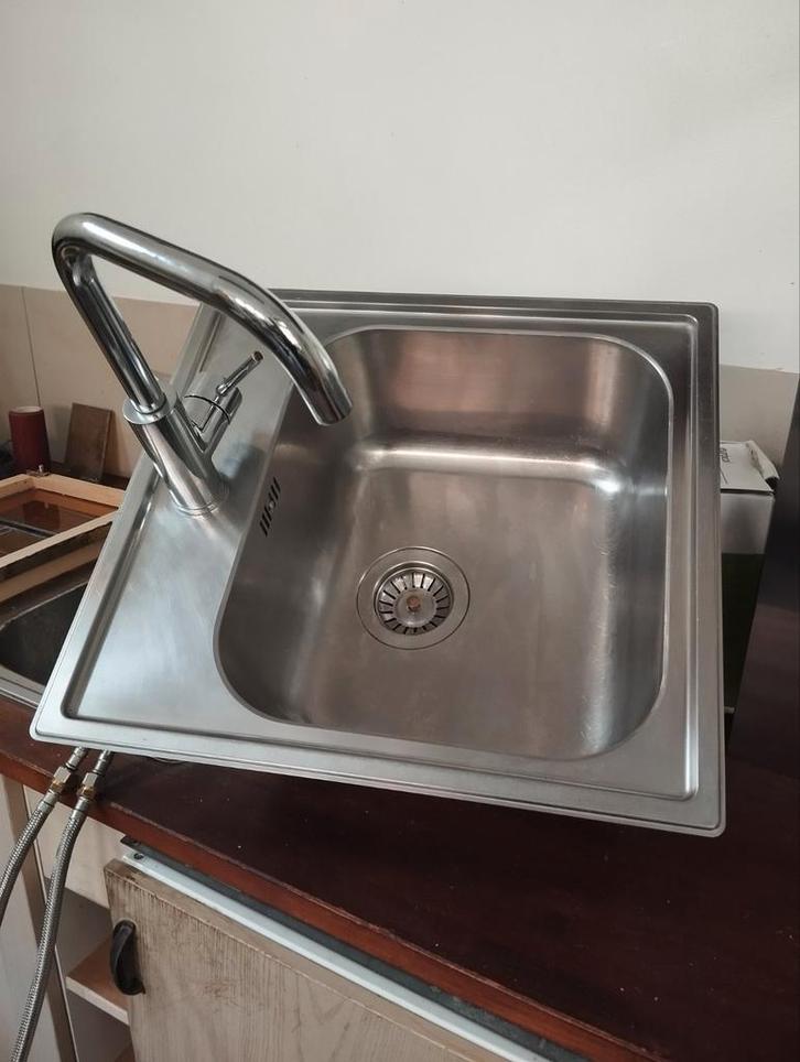 Spoelbak met mengkraan, Huis en Inrichting, Keuken | Keukenelementen, Zo goed als nieuw, Minder dan 100 cm, Minder dan 50 cm, 25 tot 50 cm