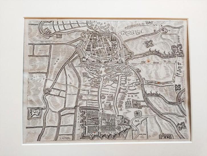 Plattegrond beleg van Groningen, ca.1690, Antiek en Kunst, Kunst | Etsen en Gravures, Ophalen of Verzenden