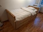 Stoer steigerhouten bed, Ophalen, 90 cm, Steigerhout, Zo goed als nieuw