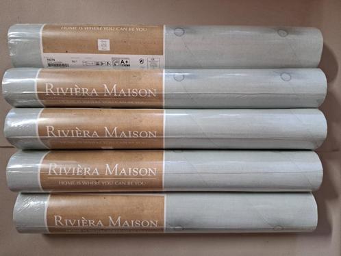 2 rollen GECAPITONNEERD BEHANG - Rivièra Maison 18374, Huis en Inrichting, Stoffering | Behang, Groen, minder dan 10 m², Ophalen of Verzenden