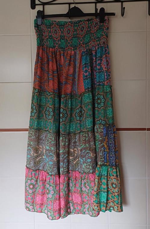 Elegante fleurige bohemian maxi DAMESROK - one size., Kleding | Dames, Rokken, Zo goed als nieuw, Maat 42/44 (L), Overige kleuren