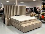 Luxe Velvet Boxspring Laura 180x200cm Compleet NIEUW - Uniek, Nieuw, Beige, 180 cm, Ophalen of Verzenden