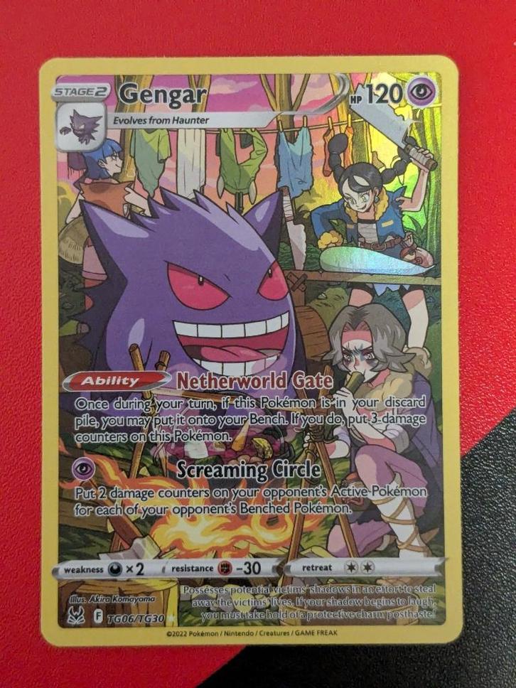 Pokémon kaart (Full Art) - Gengar [Lost Origin] EN, Hobby en Vrije tijd, Verzamelkaartspellen | Pokémon, Zo goed als nieuw, Losse kaart