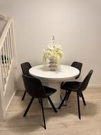 Ronde eettafel met 4 stoelen, Huis en Inrichting, Tafels | Eettafels, 100 tot 150 cm, Rond, Ophalen of Verzenden, Zo goed als nieuw