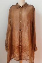 Marina Rinaldi zijde blouse bruin zilver 48/50-52, Kleding | Dames, Ophalen of Verzenden, Zo goed als nieuw, Bruin, Blouse of Tuniek