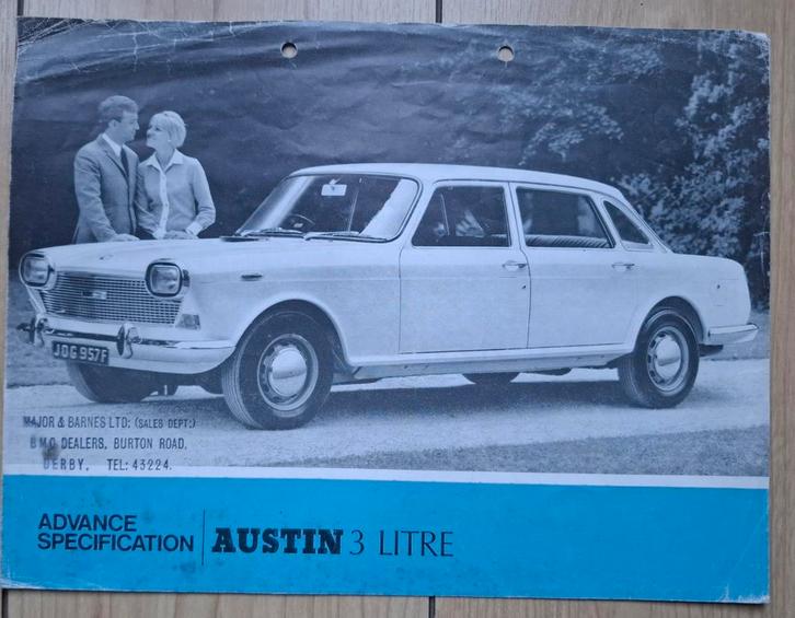 Austin 3 Litre, Engelstalige folder uit 1967. € 3,--, Boeken, Auto's | Folders en Tijdschriften, Gelezen, Overige merken, Ophalen of Verzenden