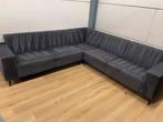 Mooie luxe grijze antraciet velvet suede hoekbank  GEREINIGD