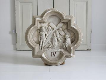 Antieke Kruiswegstatie IV Plaquette  beschikbaar voor biedingen