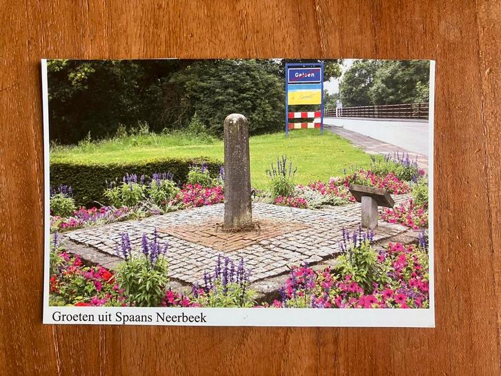 Oude Grenspaal. Groeten uit Spaans Neerbeek, Verzamelen, Ansichtkaarten | Nederland, Ongelopen, Limburg, 1980 tot heden, Ophalen of Verzenden