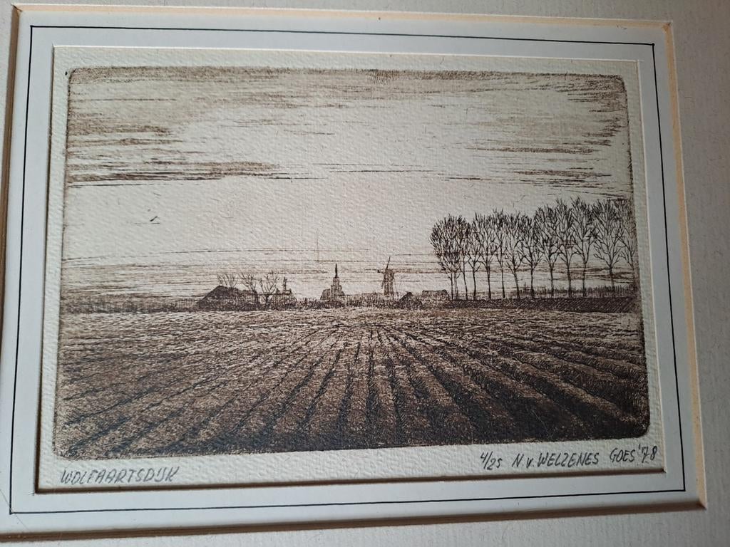 Wolphaartsdijk ets van N. Welzenes, Ophalen of Verzenden