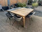 Houten tuintafel + 6 tuinstoelen, Ophalen, Gebruikt, Eettafel, Hardhout