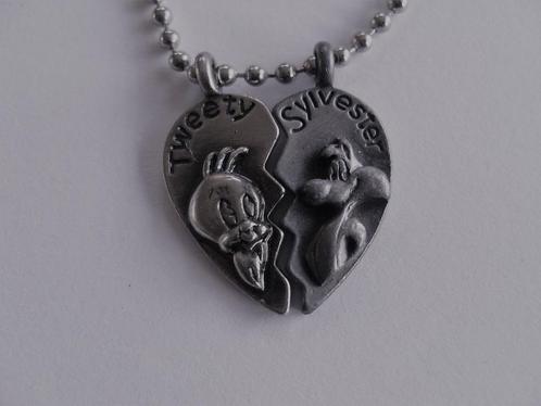 Tweety en Sylvestor Breek Hart Ketting Hanger Looney Tunes, Verzamelen, Stripfiguren, Zo goed als nieuw, Overige typen, Looney Tunes