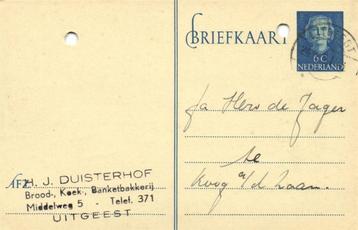 H.J. Duisterhof, Uitgeest - 09.1951 - briefkaart beschikbaar voor biedingen