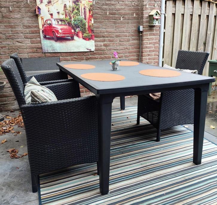 Tuintafel met 3 stoelen - nette set!, Tuin en Terras, Tuinsets en Loungesets, Gebruikt, Ophalen