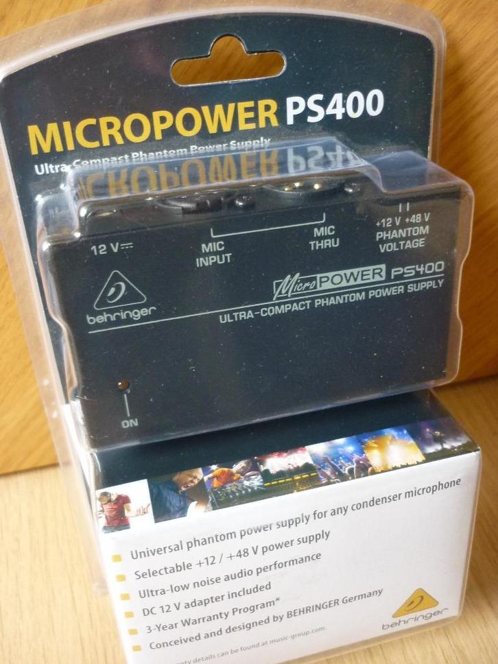 PS400 MICROPOWER van Behringer fantoomvoedingsadapter, Muziek en Instrumenten, Microfoons, Zo goed als nieuw, Zangmicrofoon, Ophalen of Verzenden