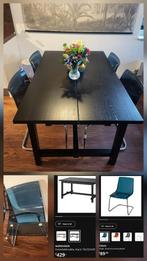 Dining table and chairs 153/223x95cm, Huis en Inrichting, Ophalen, Gebruikt, 150 tot 200 cm, Vijf personen of meer