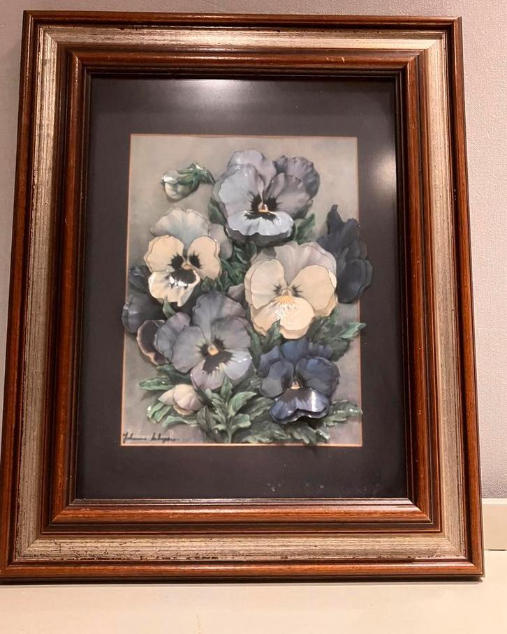 Schilderij met 3D bloemen, Antiek en Kunst, Kunst | Schilderijen | Klassiek, Ophalen of Verzenden