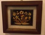 3 stuks antieke droogbloemen kunstwerken in orginele lijstje, Ophalen