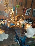 Gouden Wandlamp met Bloemenmotief, Ophalen of Verzenden, Gebruikt, Glas, Vintage