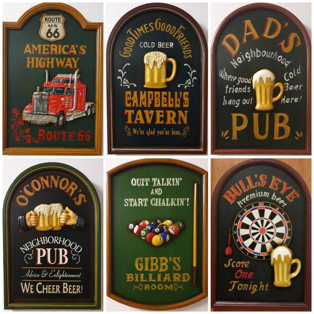 Bar open closed bier rock n roll houten pubbord wandbord, Info@deconoord.nl, Deco Noord, Nieuw, Ophalen of Verzenden