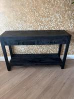 Zwarte side table mangohout, Huis en Inrichting, Tafels | Sidetables, Ophalen, 100 tot 150 cm, Zo goed als nieuw, Metaal