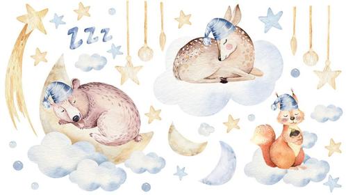 Slapende dieren muurstickers XXL set I, baby-, kinderkamer, Kinderen en Baby's, Kinderkamer | Inrichting en Decoratie, Nieuw, Wanddecoratie