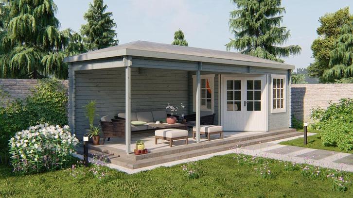 Blokhut - Tuinhuis Bertil | 44 mm | vuren onbehandeld, Hobby en Vrije tijd, Overige Hobby en Vrije tijd, Nieuw, Verzenden