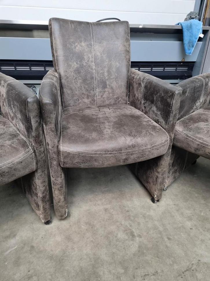 4 Stoelen: Eetkamer of Kantoor - Mooie Set!, Huis en Inrichting, Stoelen, Gebruikt, Vier, Stof, Bruin, Ophalen