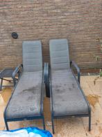 Tuintafel met 2 ligstoelen, Ophalen of Verzenden, Gebruikt, Textileen, Verstelbaar
