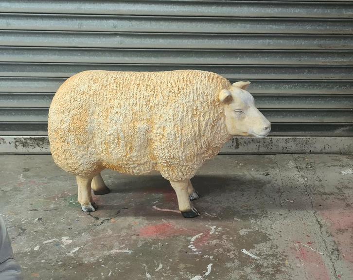 Polyester beeld texels schaap 95 cm. Met lichte schade, Tuin en Terras, Tuinbeelden, Gebruikt, Dierenbeeld, Kunststof, Ophalen