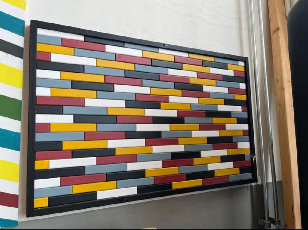 Houten blokjes schilderij, Antiek en Kunst, Ophalen