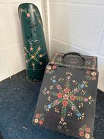 Antieke Kolenkit Set Handbeschilderd Bloemmotief Emmer Bak, Antiek en Kunst, Antiek | Woonaccessoires, Ophalen