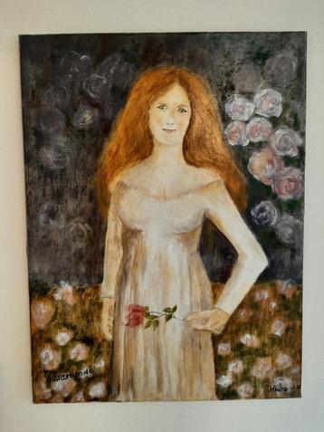 Schilderij portret vrouw Rosamunde