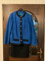 Blauw jasje met zwarte rok, maat 42, Kleding | Dames, Jasjes, Kostuums en Pakken, Blauw, Maat 42/44 (L), Ophalen of Verzenden