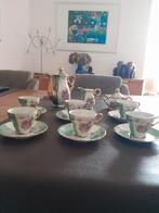 Vintage Mokka setje groen/wit parlemoer, Antiek en Kunst, Ophalen of Verzenden