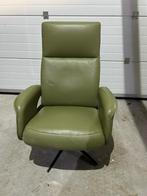 Groene leren draaistoel, Ophalen, Gebruikt, Minder dan 75 cm, Leer