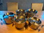 Gero Zilmeta Pannenset - 5 Vintage Pannen (Dick Simonis), Ophalen of Verzenden, Gebruikt, Rvs, Pannenset