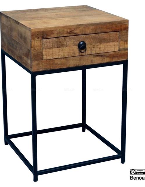 Mangohouten nachtkastje met lade, Huis en Inrichting, Slaapkamer | Nachtkastjes, Nieuw, 55 tot 70 cm, 45 tot 65 cm, Hout, Ophalen of Verzenden