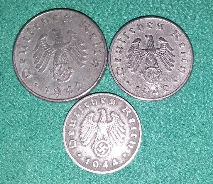 Duits wo2 munt set 3 geld Duitse rijk ww2 oorlogs, Verzamelen, Militaria | Tweede Wereldoorlog, Landmacht, Nederland, Verzenden