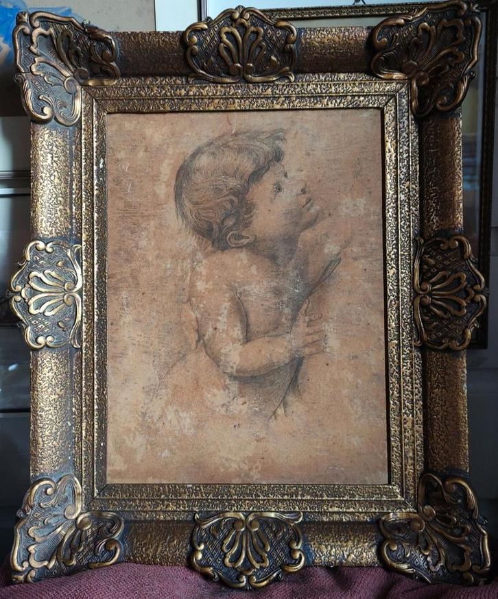 PPR gesigneerde zeer oude kalk tekening.Zeer zeldzaam., Antiek en Kunst, Kunst | Schilderijen | Klassiek, Ophalen of Verzenden