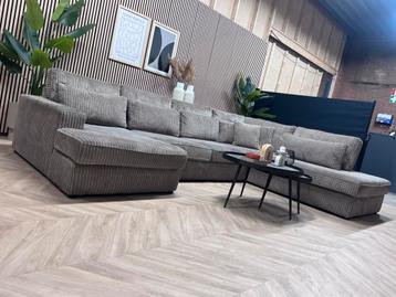 ZGAN Royale Ribstof U-Bank / Hoekbank - Taupe - 352cm beschikbaar voor biedingen