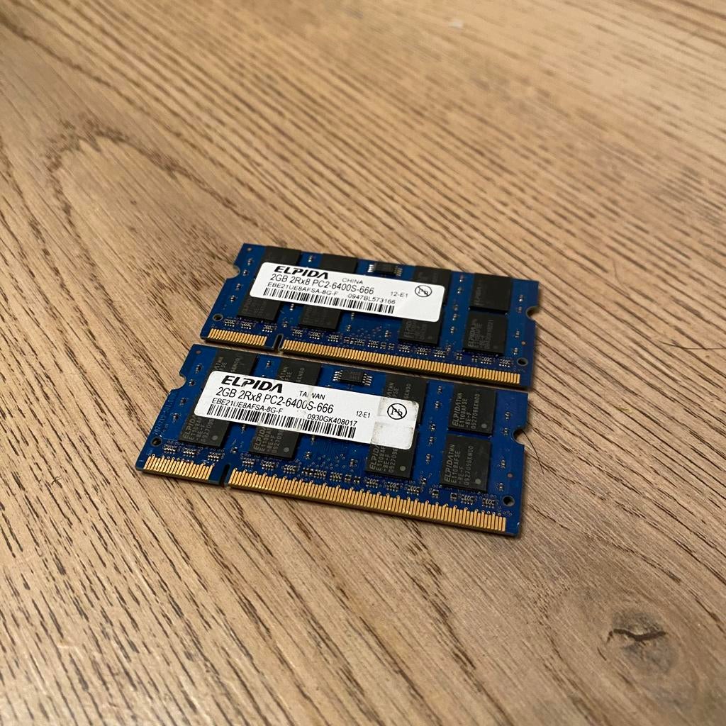 Elpida 4GB 2Rx8 DDR2 800MHz  ( 2x 2GB ), Computers en Software, RAM geheugen, Gebruikt, Ophalen of Verzenden, 800 MHz, DDR2