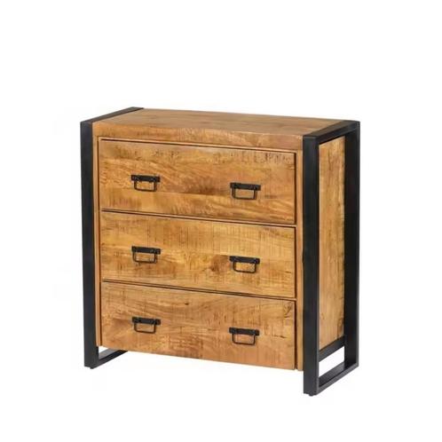 Vintage Verrijdbaar Houten Ladekast Retro Dressoir Mangohout, Huis en Inrichting, Kasten | Ladekasten, Nieuw, Minder dan 100 cm