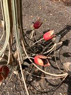Vintage metalen tulpen kroonluchter, Huis en Inrichting, Ophalen, Gebruikt, Metaal
