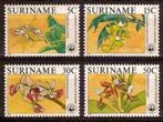 Orchids wwf zonnebloem 490/93 uit 1986 Postfris, Postzegels en Munten, Postzegels | Suriname, Ophalen of Verzenden, Postfris