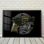 Glasschilderij - Art / Versace Money Gun #1 - 4 formaten, Nieuw, Foto of Poster, 100 tot 125 cm, Oorspronkelijke maker