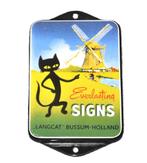 emaille deurpostbordje Langcat Bussum poes kat molen, Ophalen of Verzenden, Gebruikt