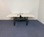 9 x Bench bureau Gispen (slinger), wit blad, 160 x 170 cm., Ophalen, In hoogte verstelbaar, Gebruikt, Bureau
