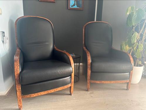 Twee Poltrona Frau designer fauteuils/stoelen zwart, Huis en Inrichting, Fauteuils, Zo goed als nieuw, Leer, 50 tot 75 cm, Minder dan 75 cm