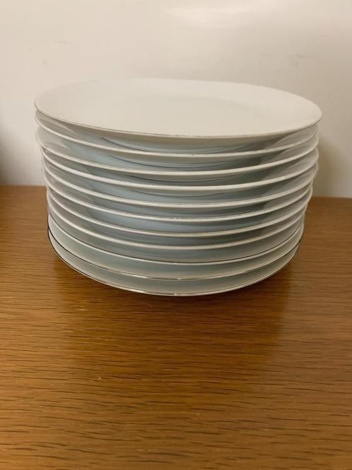 borden, Thomas, effen witte borden, wit met zilveren randje, Huis en Inrichting, Keuken | Servies, Bord(en), Effen, Porselein